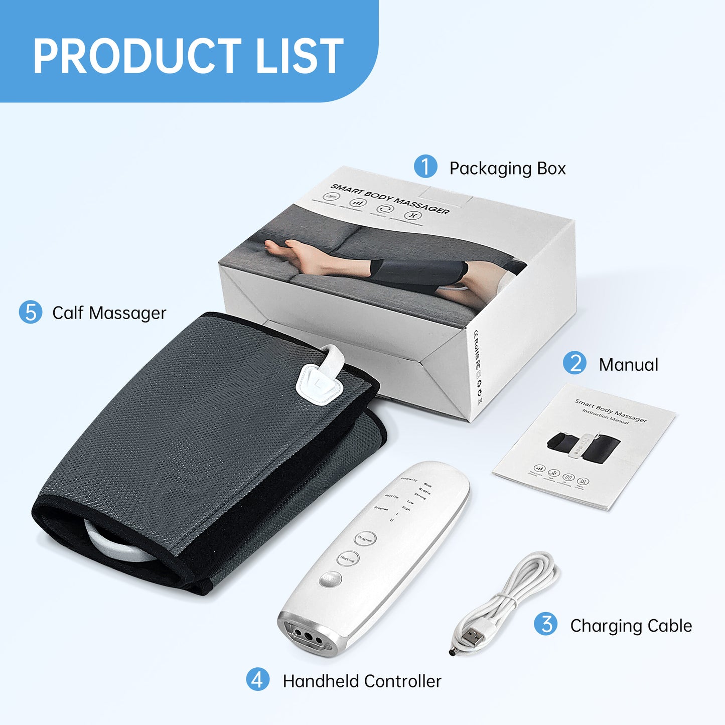 Intelligent Leg Massage Device - 3 Levels Of Pressure And Heat Therapy. Leg Relaxation Therapy Tool. Portable Leg Protection Tech.